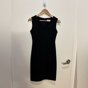 Calvin Klein Black V-Neck Midi Sheath Dress